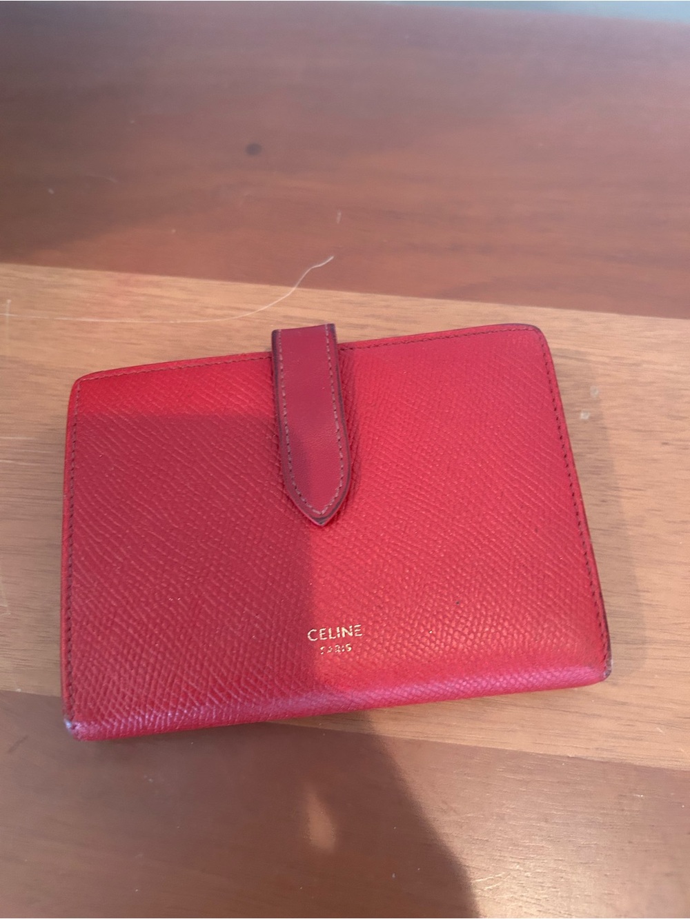 Celine Bifold Wallet Red Leather